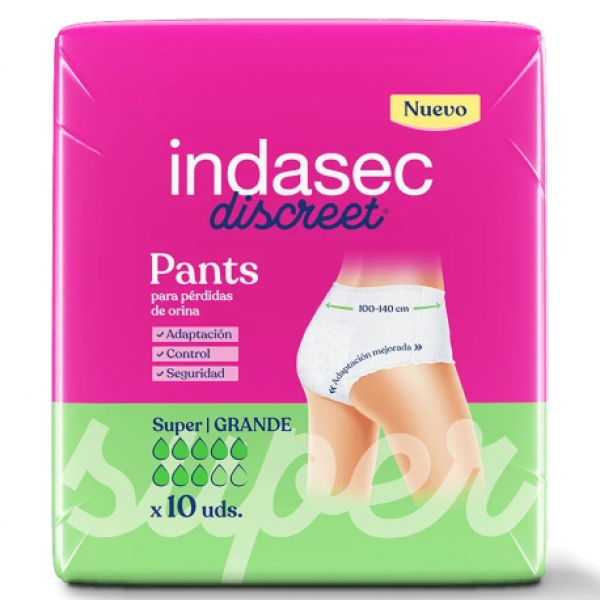 INDASEC DISCREET PANT SUPER T. GRANDE 10 UNIDADES