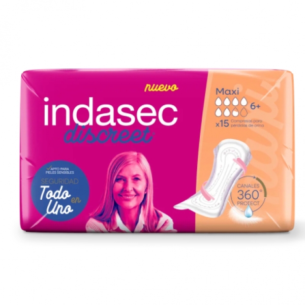 INDASEC DISCREET MAXI 15 UNIDADES
