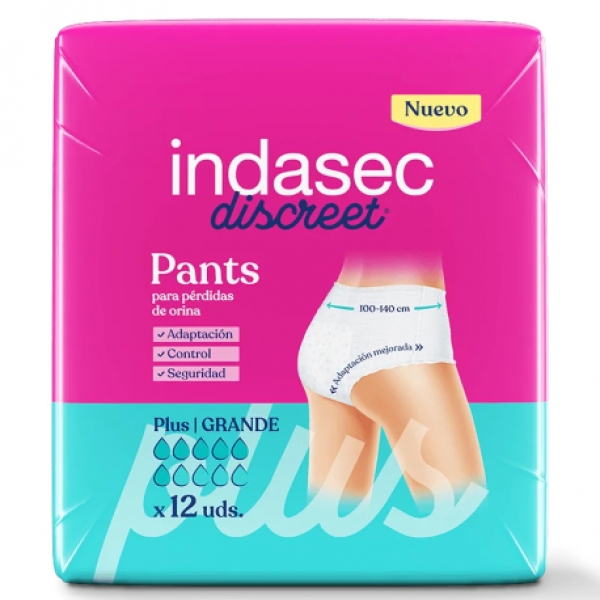 INDASEC DISCREET PANT PLUS GRANDE 12 UNIDADES