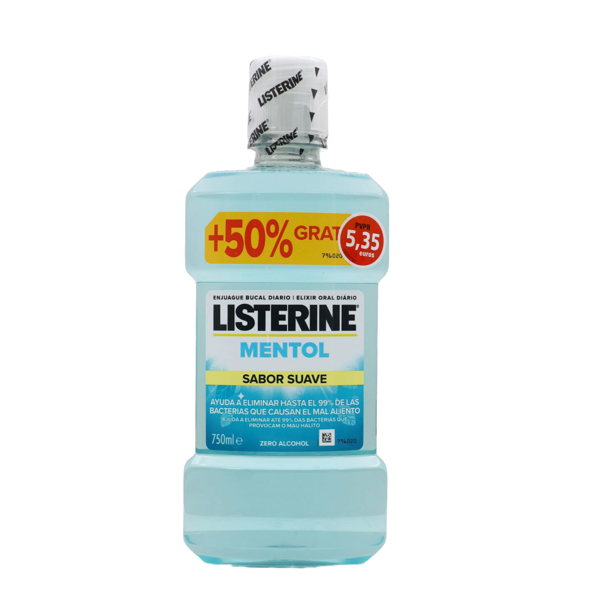 LISTERINE MENTOL SUAVE ZERO 750ML