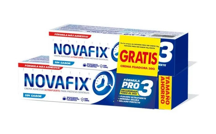 NOVAFIX PRO3 PACK CREMA FIJADORA SIN SABOR 70GR + 50GR
